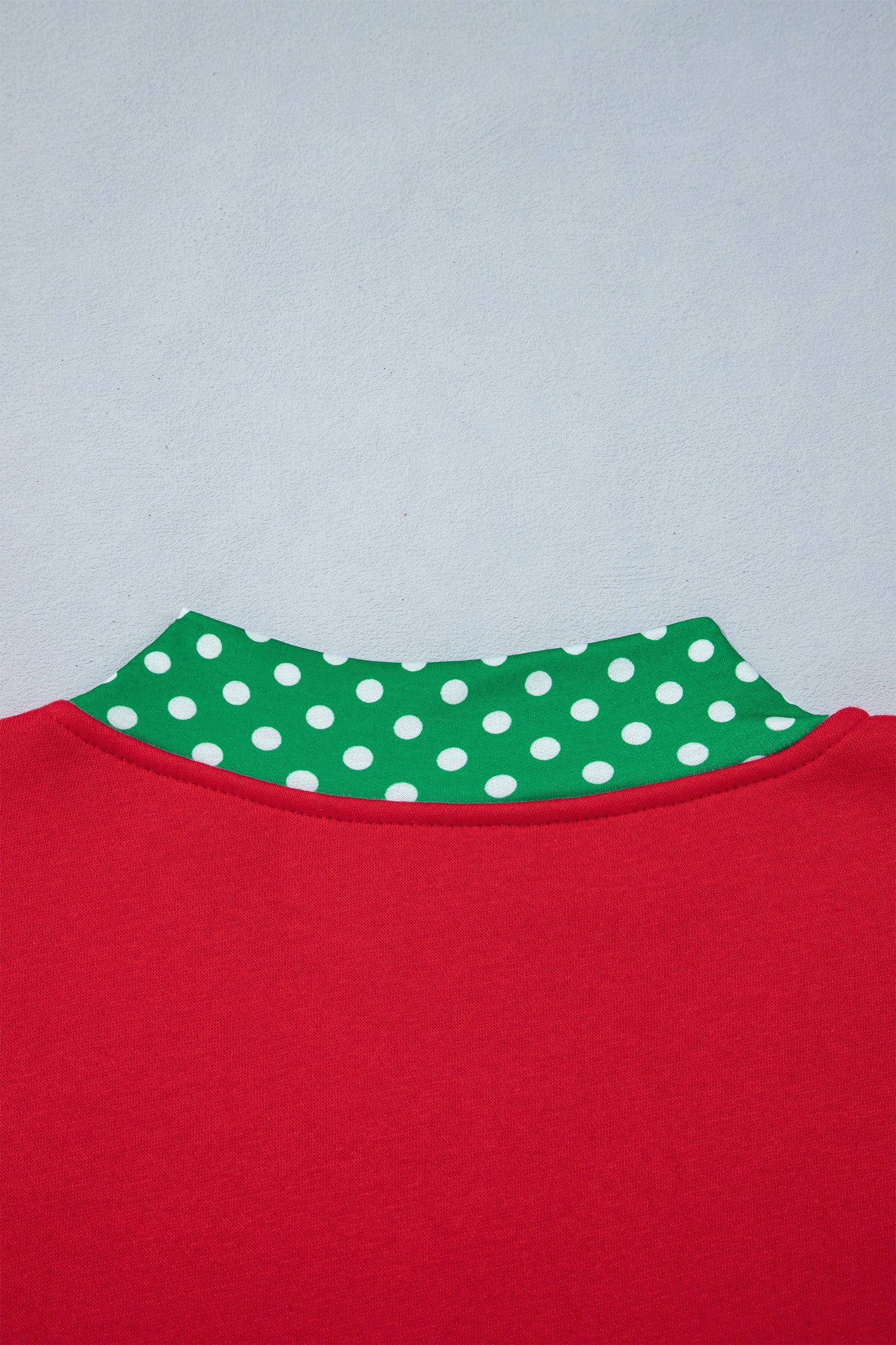 Sail Blue Polka Dot Letter Print Contrast Trim Mock Neck Sweatshirt