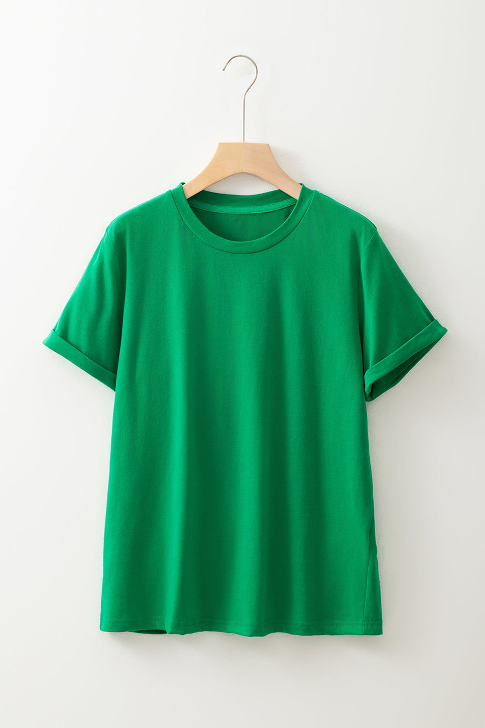 Yellow Cream Casual Plain Crew Neck Tee