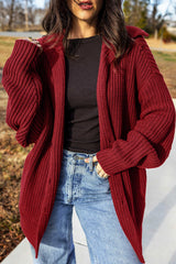 Red Dahlia Solid Color Knit Oversized Button Front Sweater Cardigan