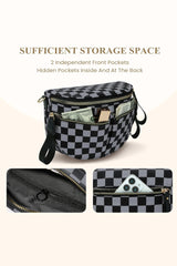 Dirty blue Canvas Checkerboard Pattern 27cm Compact Crossbody Bag