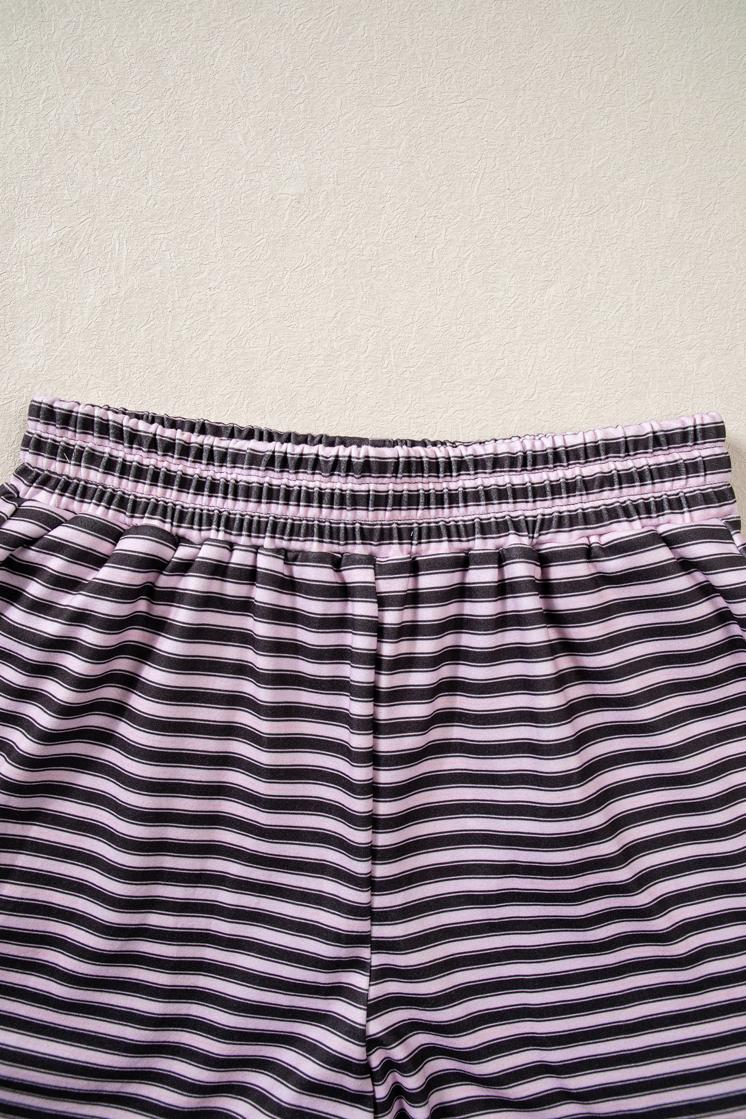 Sky Blue Stripe Long Sleeve Oversized Top Pocketed Casual Shorts Two Piece Set
