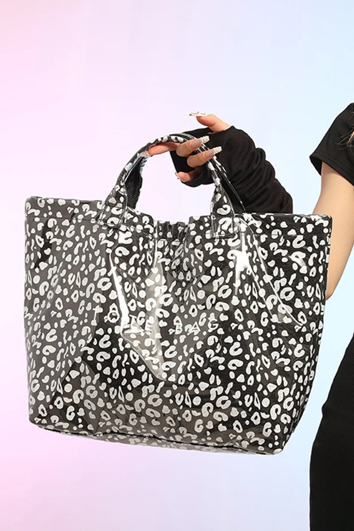Rose Red Leopard PU Leather Water Proof Tote Bag