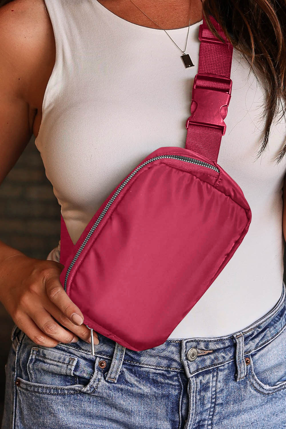 Khaki Waterproof Zipped Crossbody Bag