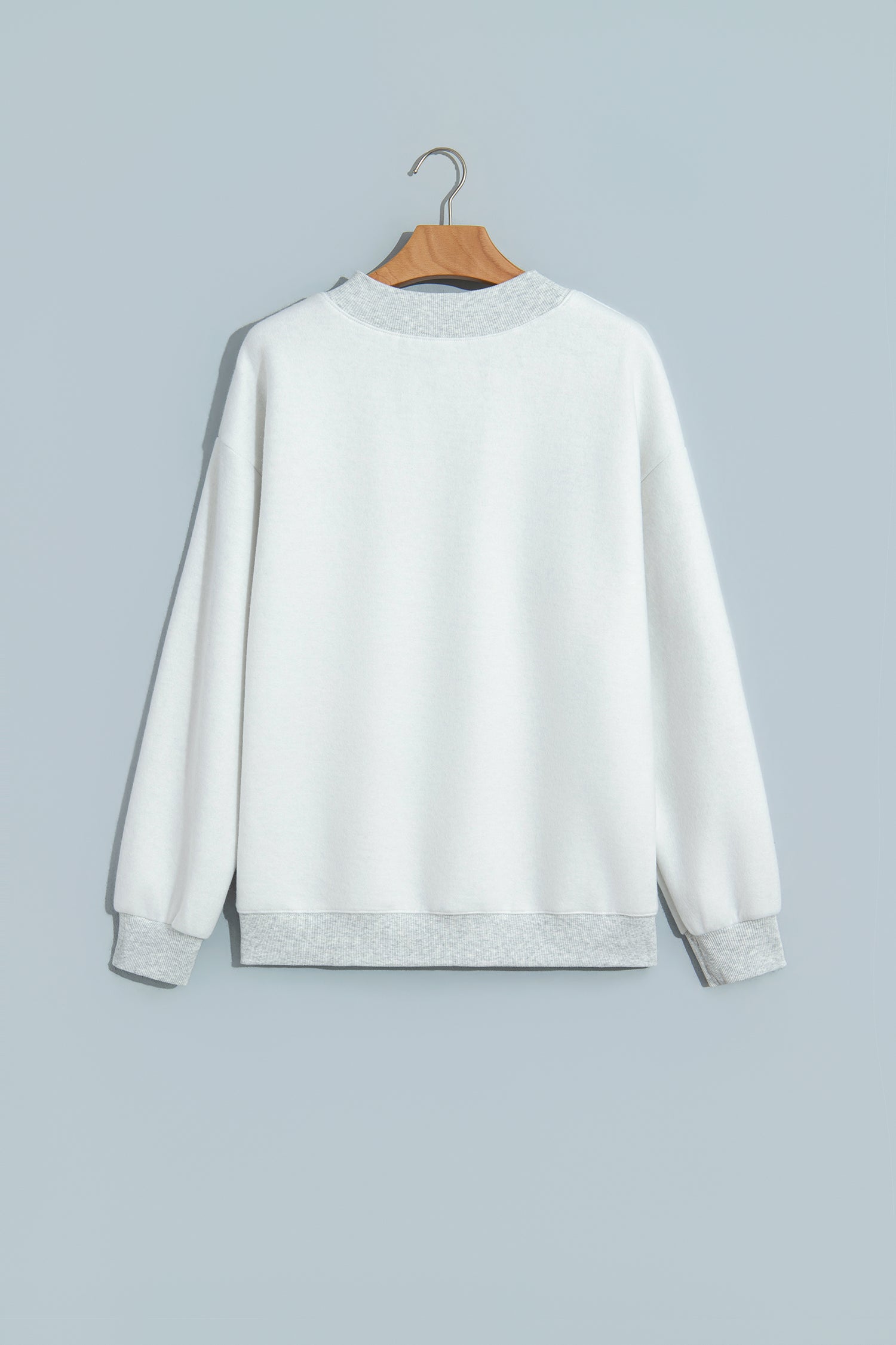 Light Grey Reversible Christian Faith Print Mock Neck Pullover Sweatshirt