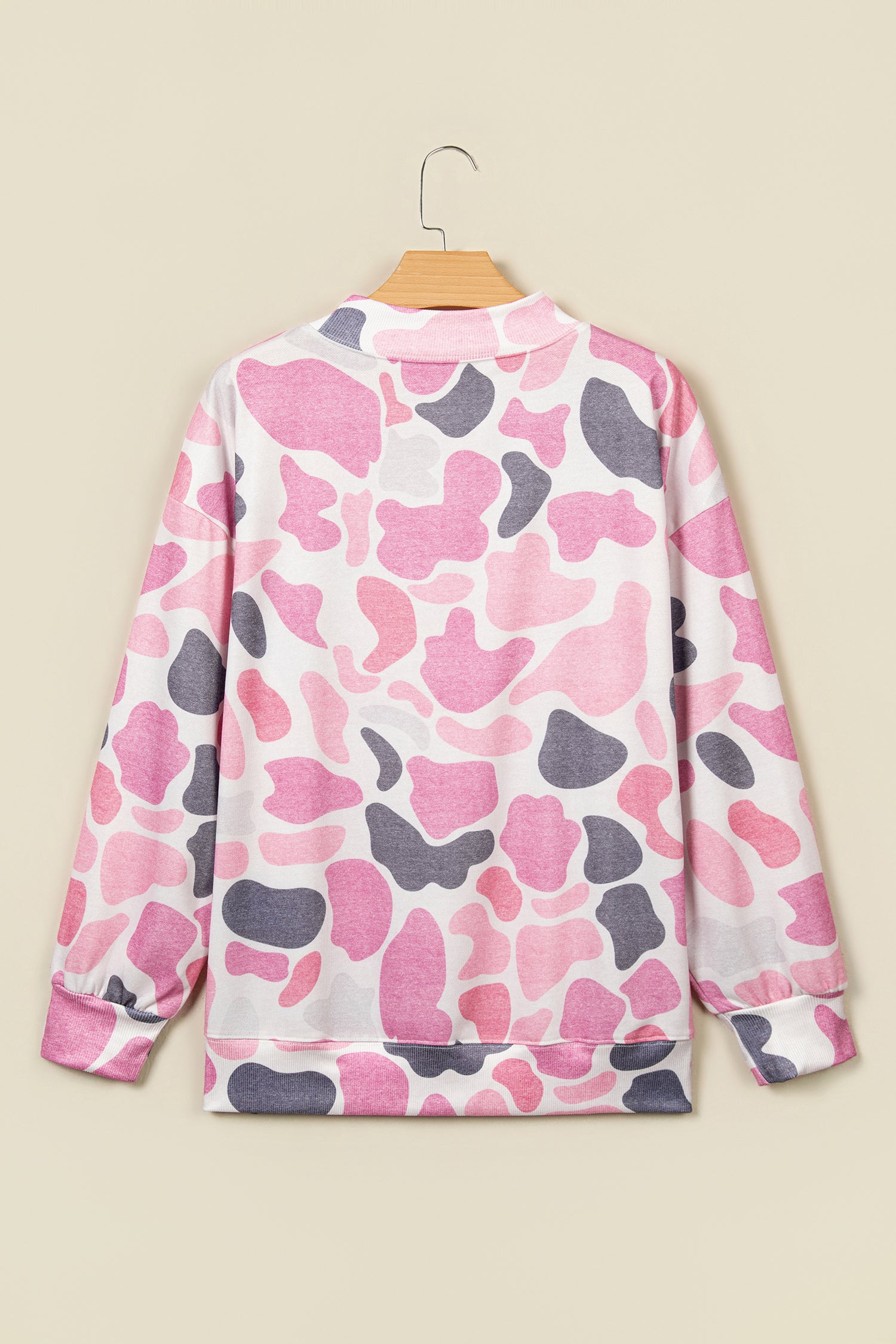 Multicolour Camo Print Howdy Western Style Baggy Pullover Sweatshirt