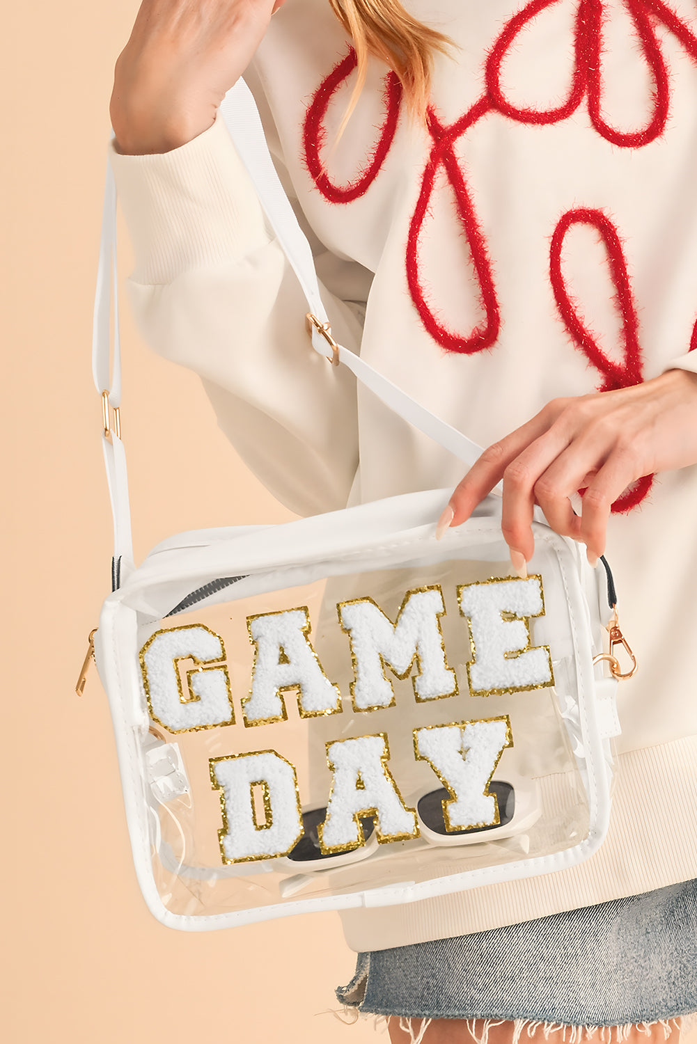 White Clear PVC GAME DAY Summer Fashion Single Shoulder Bag