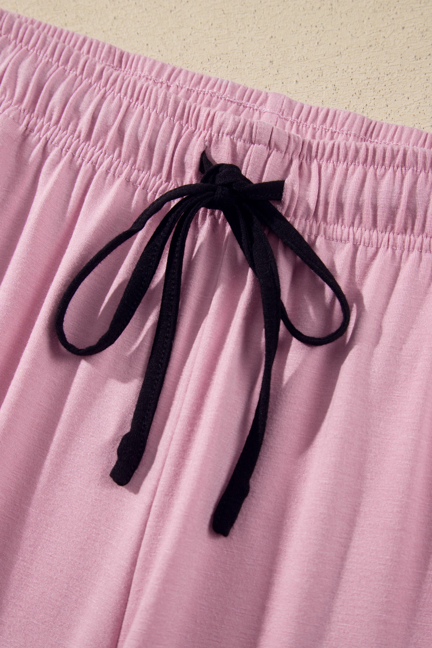 Delicacy Contrast Piping Trim Lapel Button Down Top 2pcs Lounge Pajama Set