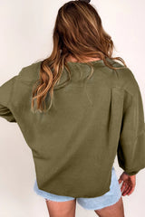 Seagrass Plain Ribbed Exposed Seam Loose Top