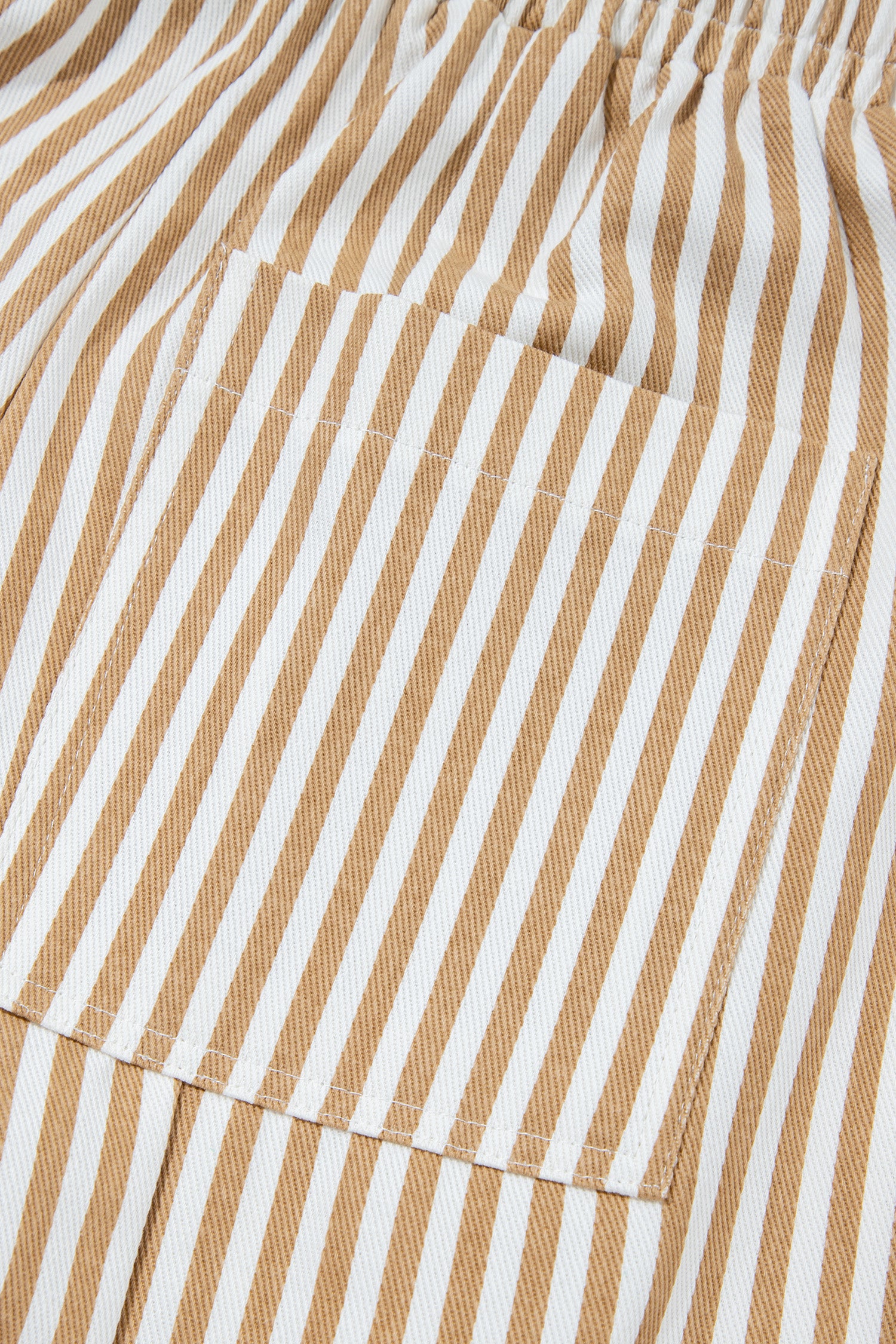 Apricot Stripe Ribbon Drawstring Waist Full-Length Shift Pant