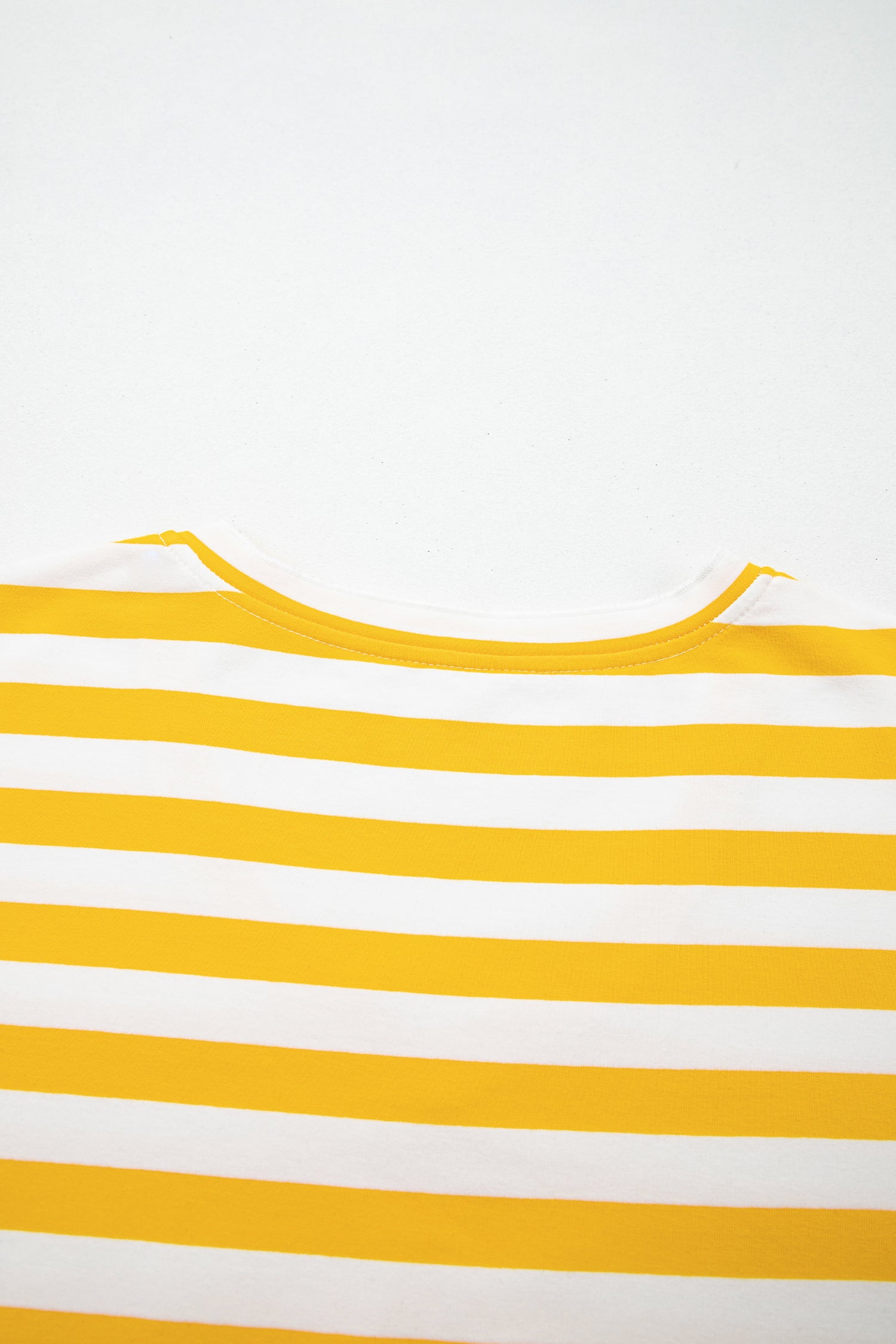 Yellow Stripe Striped Lace Patchwork V Neck Long Sleeve Top