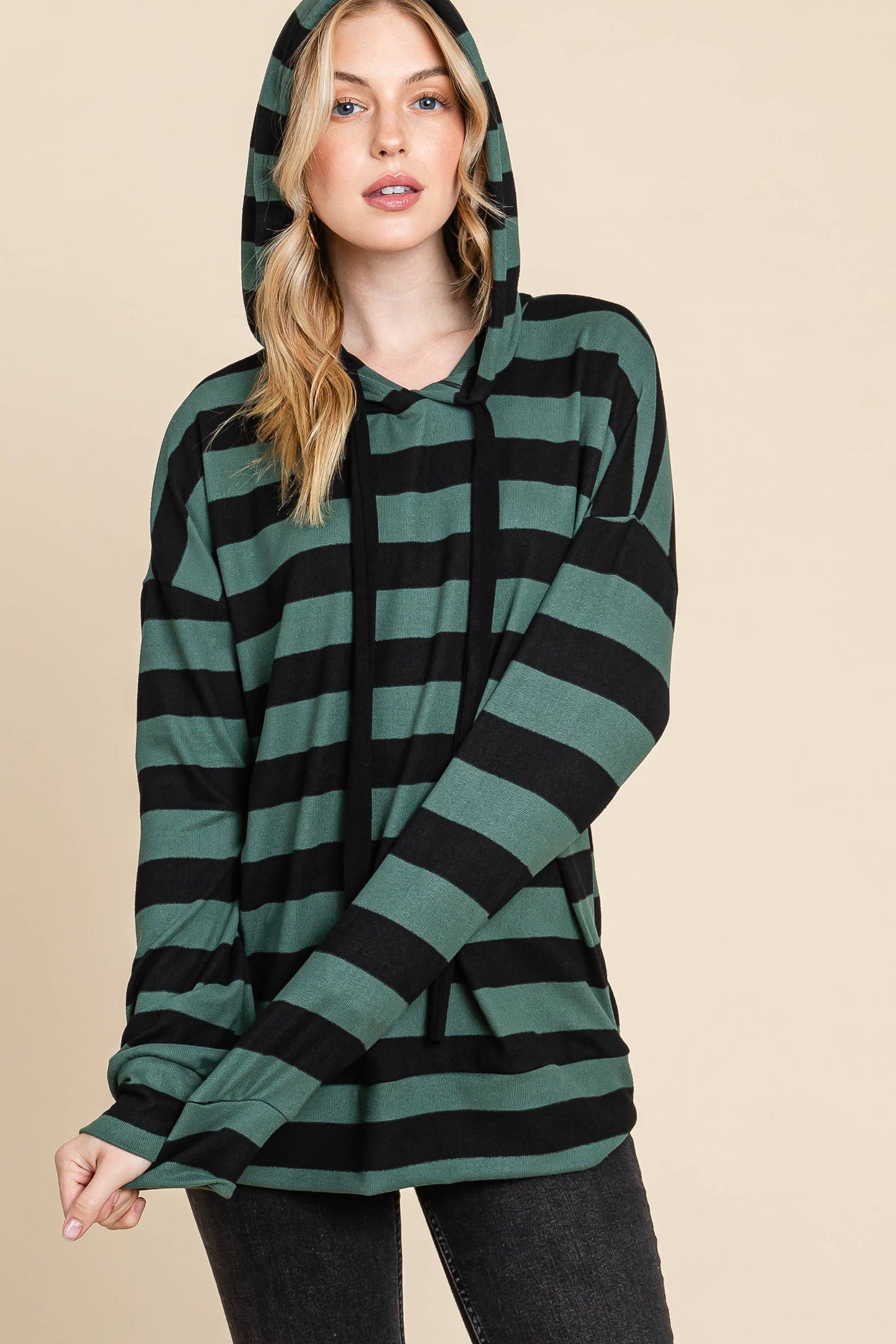 STRIPED KNIT HOODIE