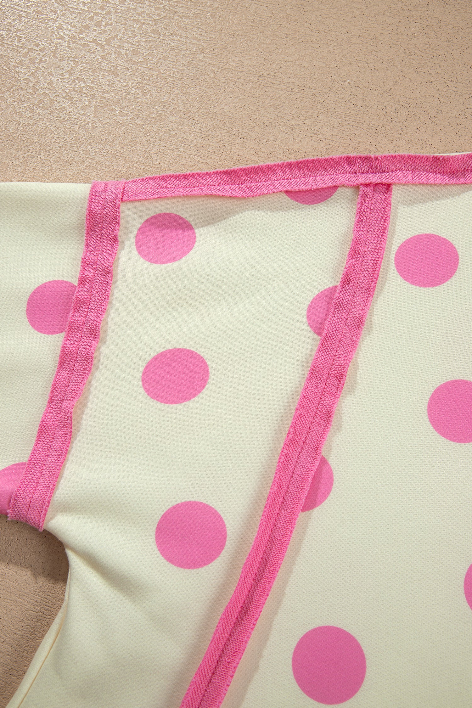 White Polka Dot Contrast Patchwork Round Neck Baggy Sweatshirt