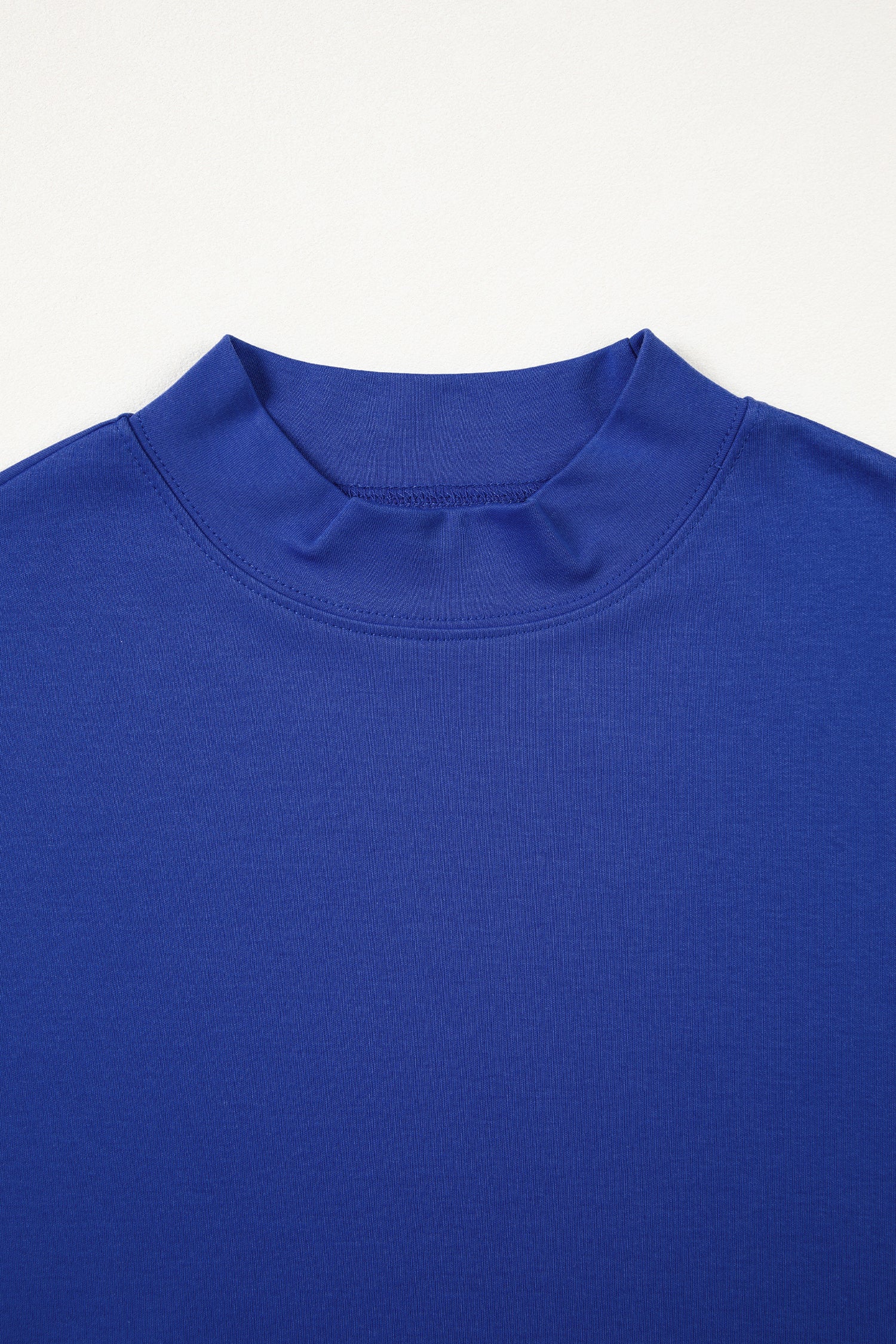 Dark Blue Solid Color High Neck Oversize Tee