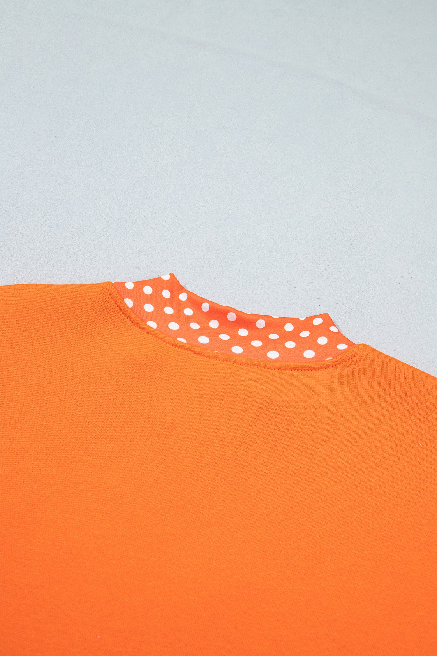 Sail Blue Polka Dot Letter Print Contrast Trim Mock Neck Sweatshirt