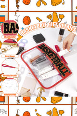 Jurassic Gold BASKETBALL Chenille Letter Patch Game Day Stadium Clear PVC Cosmetic Bag