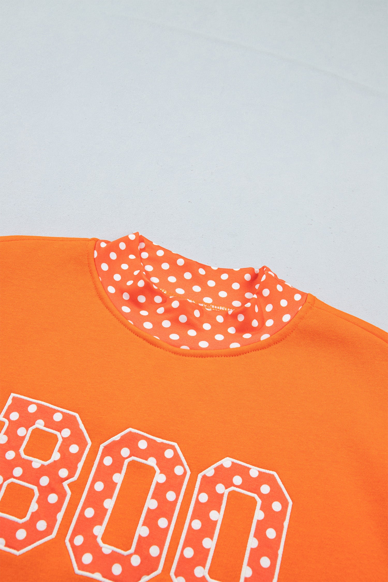 Sail Blue Polka Dot Letter Print Contrast Trim Mock Neck Sweatshirt