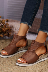 PU Cutout Buckle Strap Platform Slides Shoes