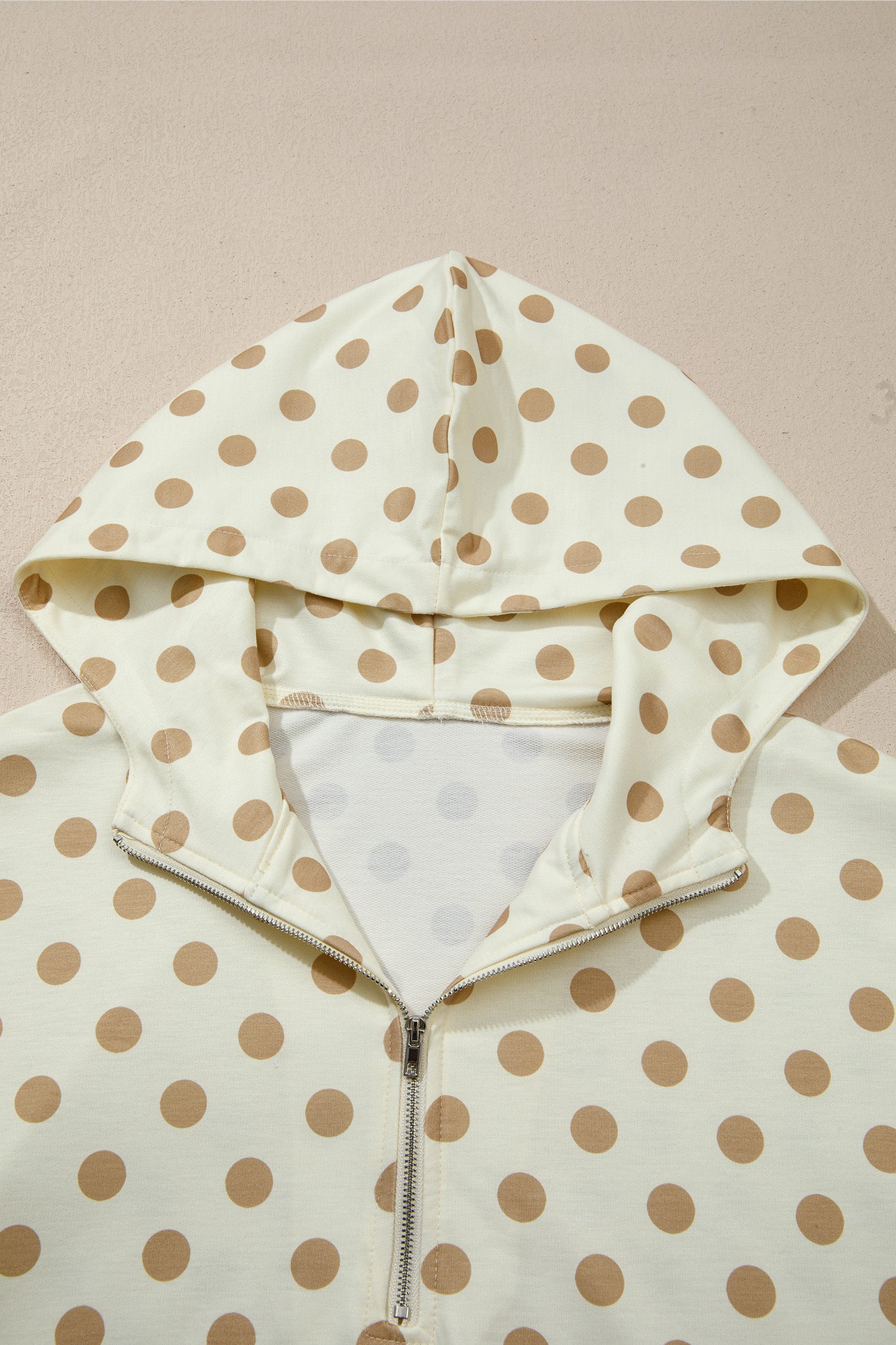 Orange Polka Dot Hooded Long Sleeve Top Casual Mini Skort Set