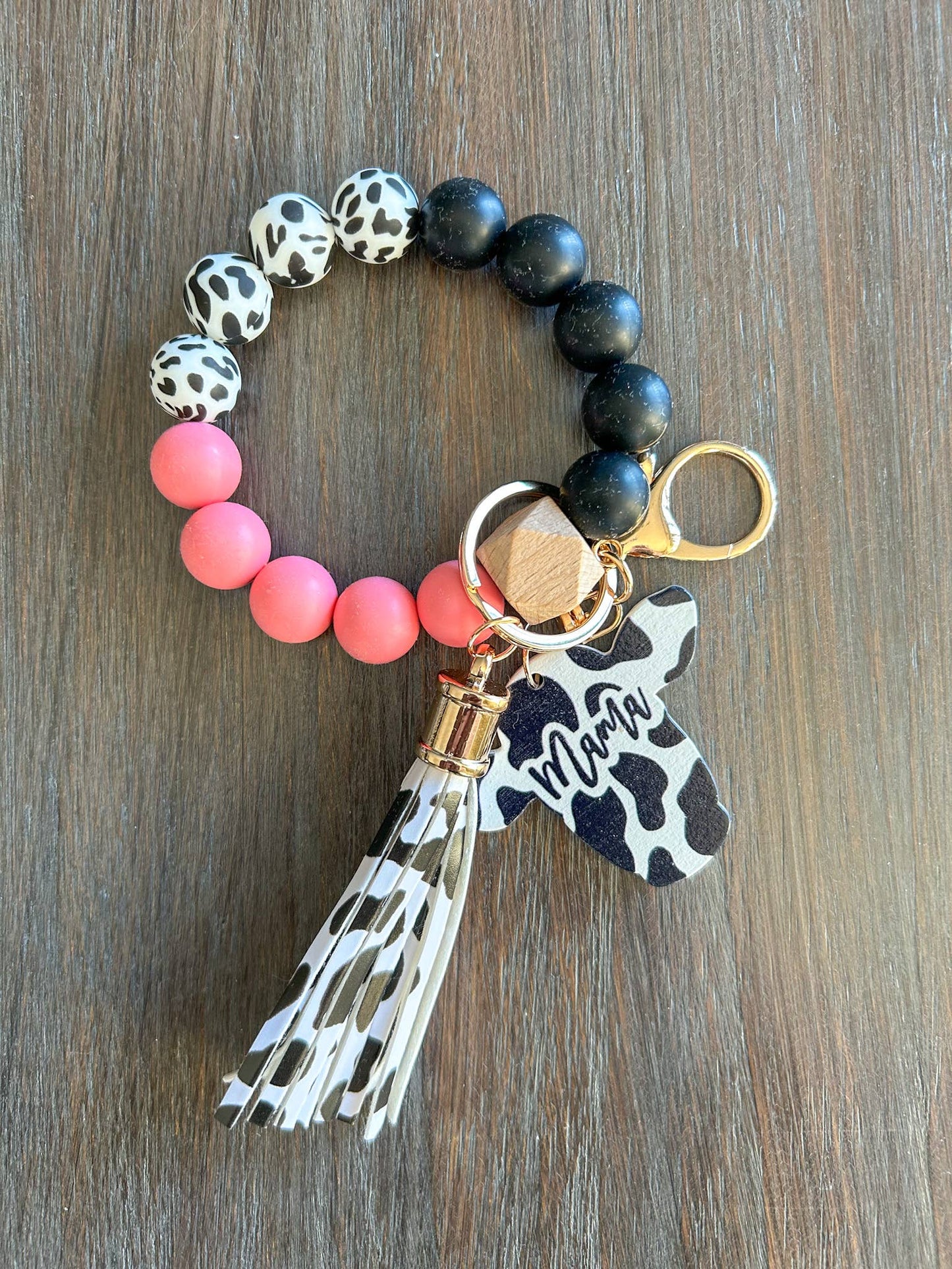 Cow Mama Keychain Wristlet