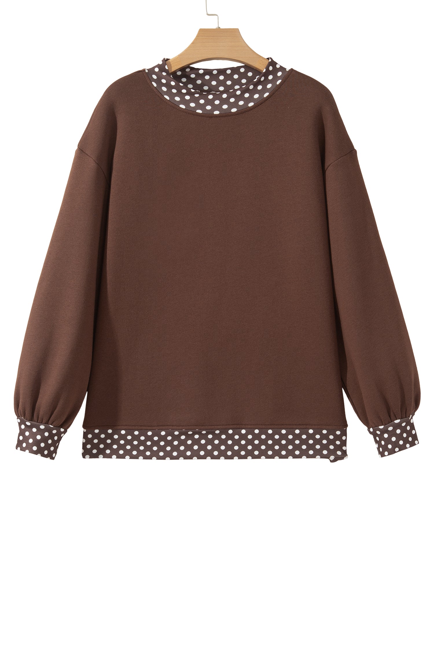 Dark Green Colorblock Polka Dot Contrast Trim Oversized Sweatshirt