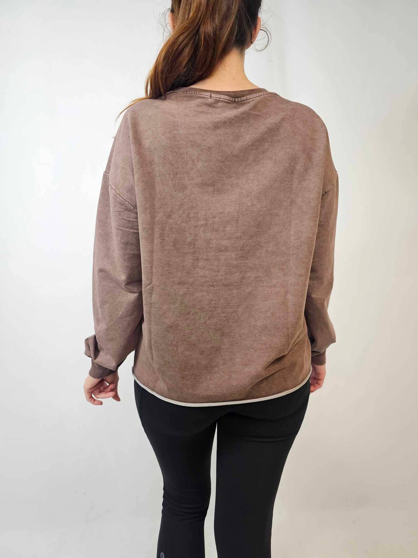 Long Sleeve Sweatshirt -Rust Brown