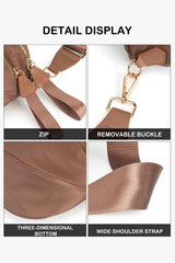 Camel Double Zip Crescent Shape Adjustable Sling Bag