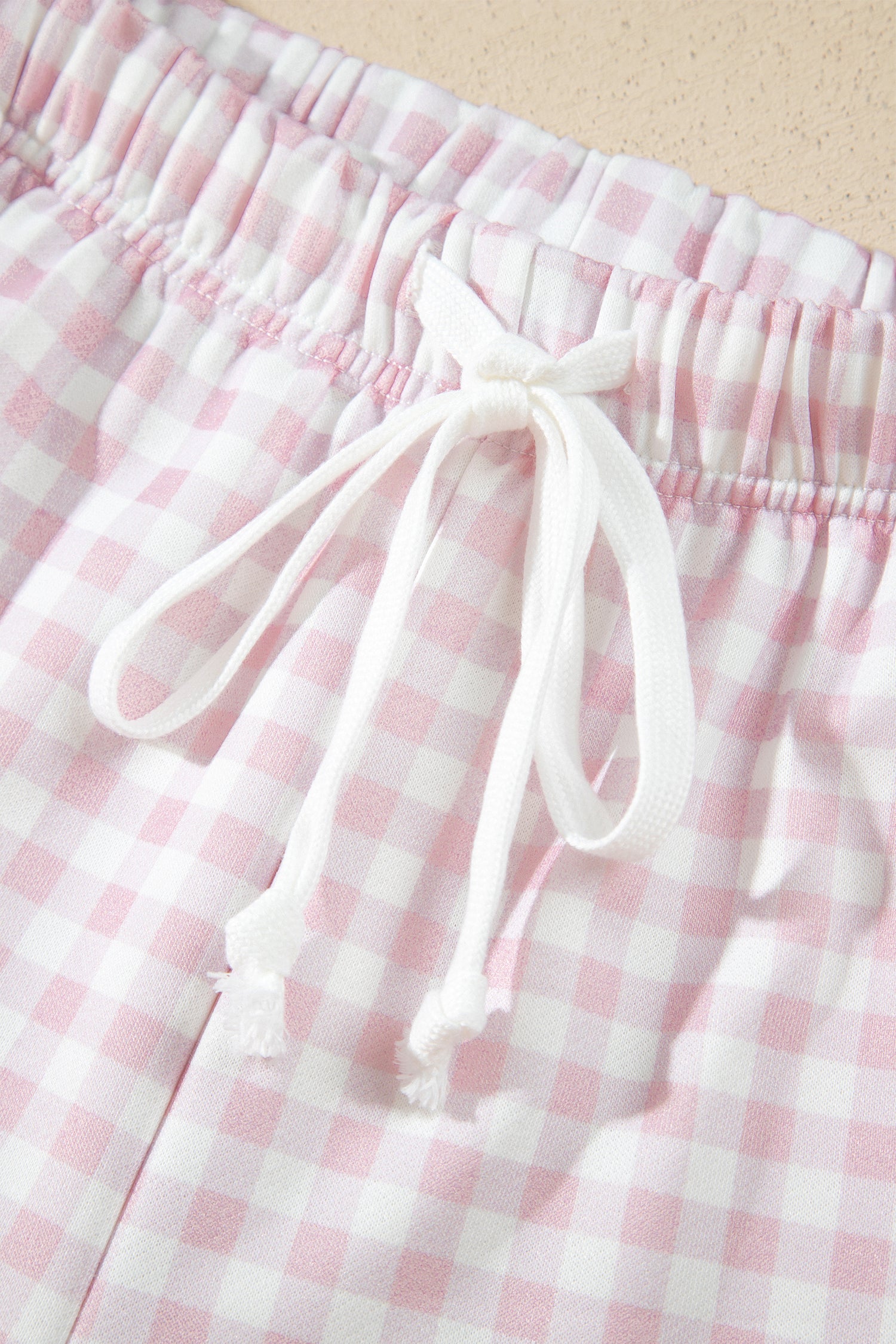 Yellow Plaid Baggy Pullover Drawstring Casual Shorts 2pcs Outfit