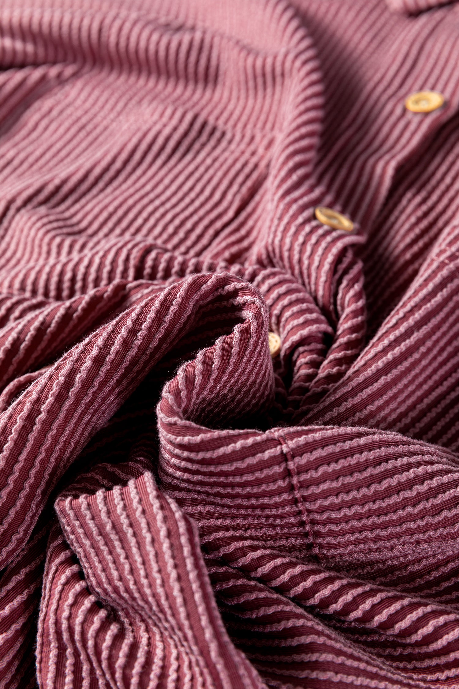 Fiery Red Pink Roll Tab Sleeve Ribbed Cording Shacket