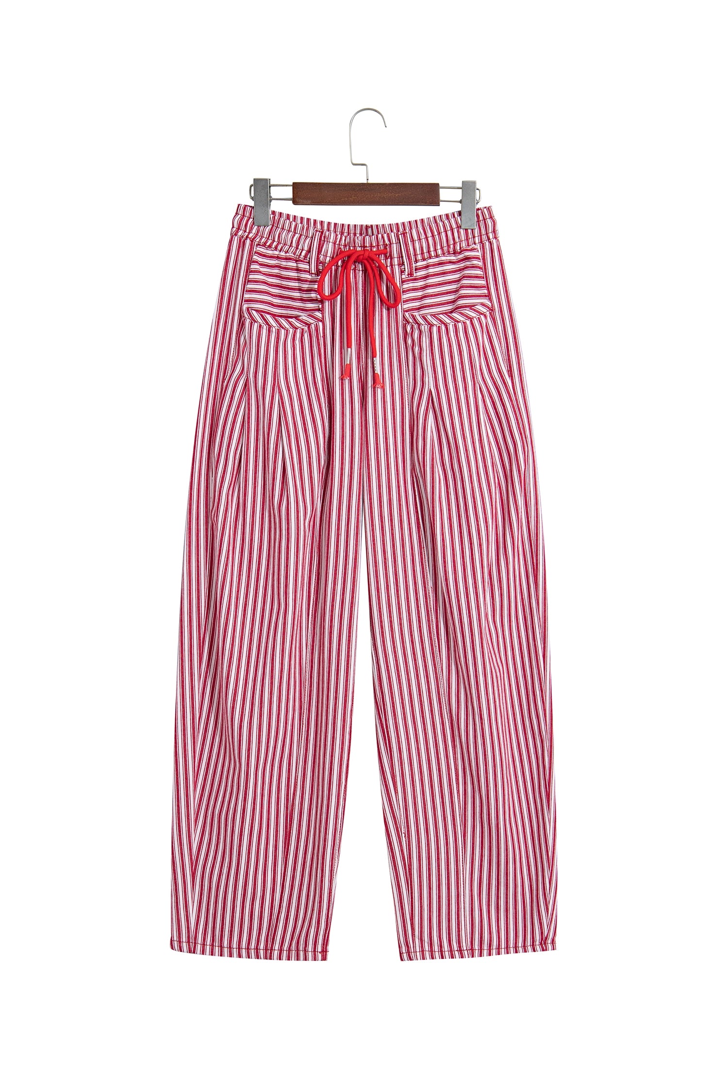 Red Stripe Drawstring Casual Loose Pants
