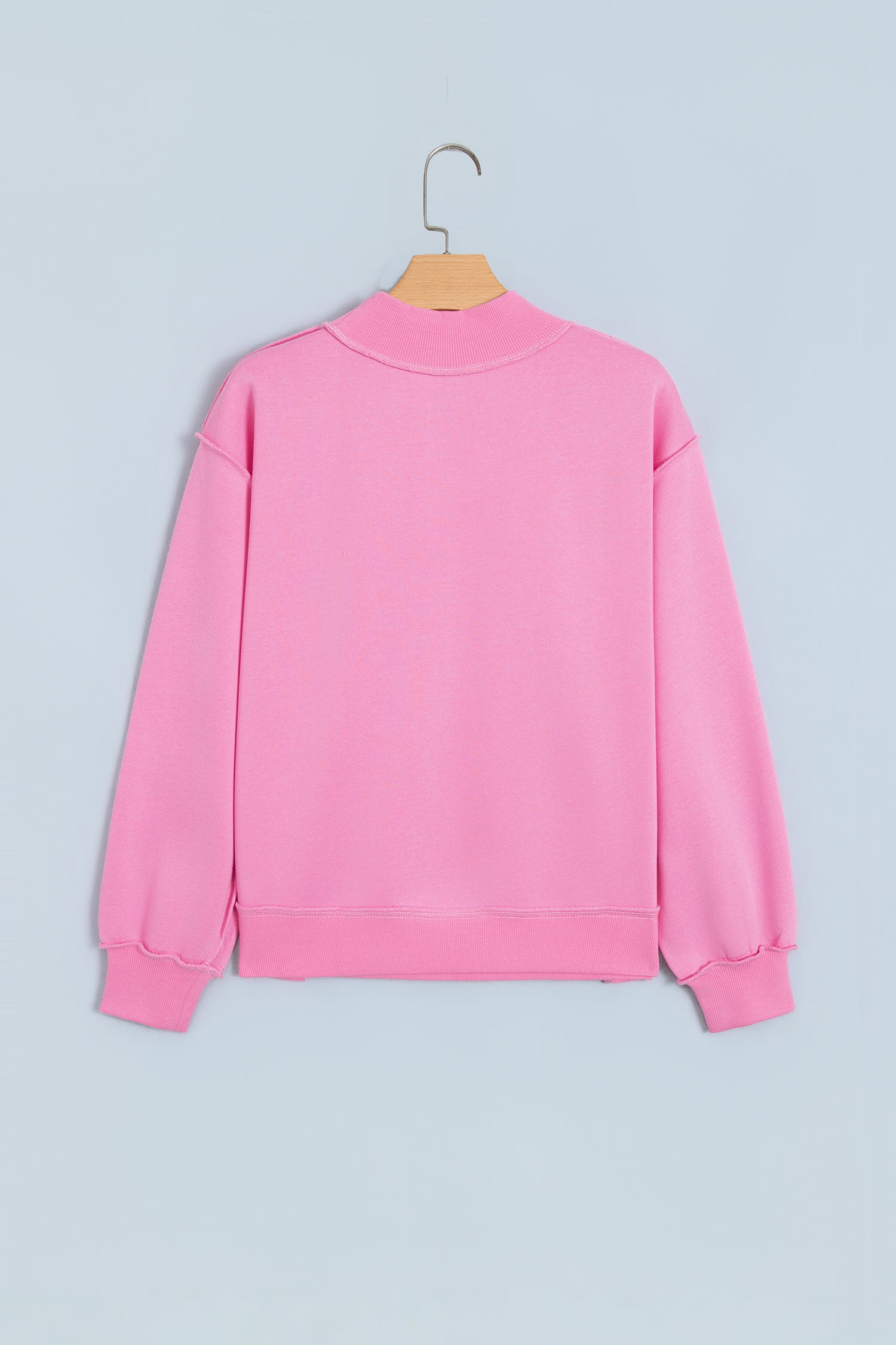Bonbon WWJD Mixed Pattern Embroidered Patch Graphic Mock Neck Sweatshirt