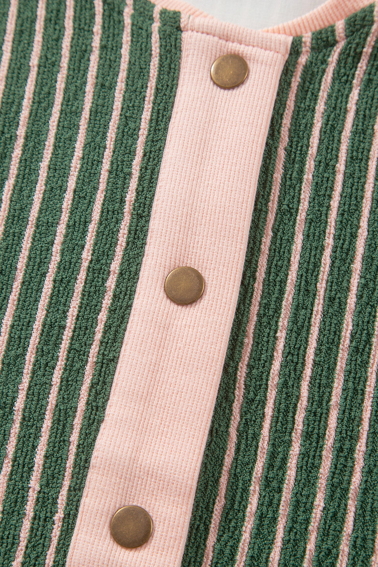 Green Stripe Striped V Neck Patchwork Long Sleeve Regular Fit Cardigan