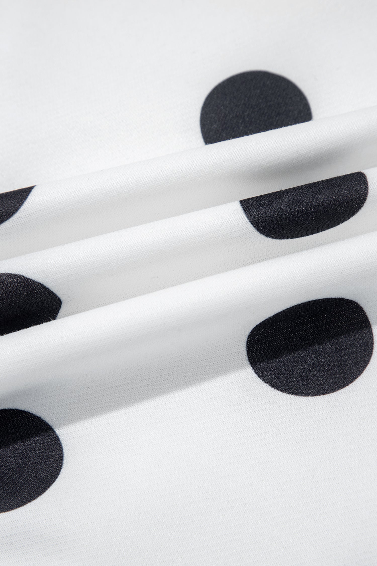 White Polka Dot Contrast Patchwork Round Neck Baggy Sweatshirt