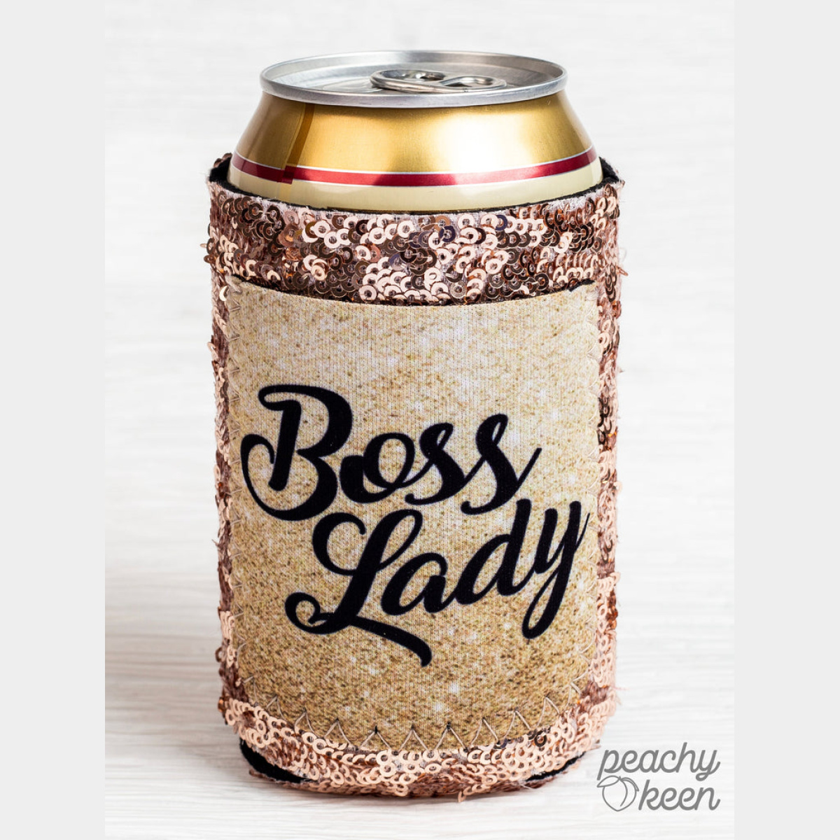 Boss Lady Sequin Can Cooler