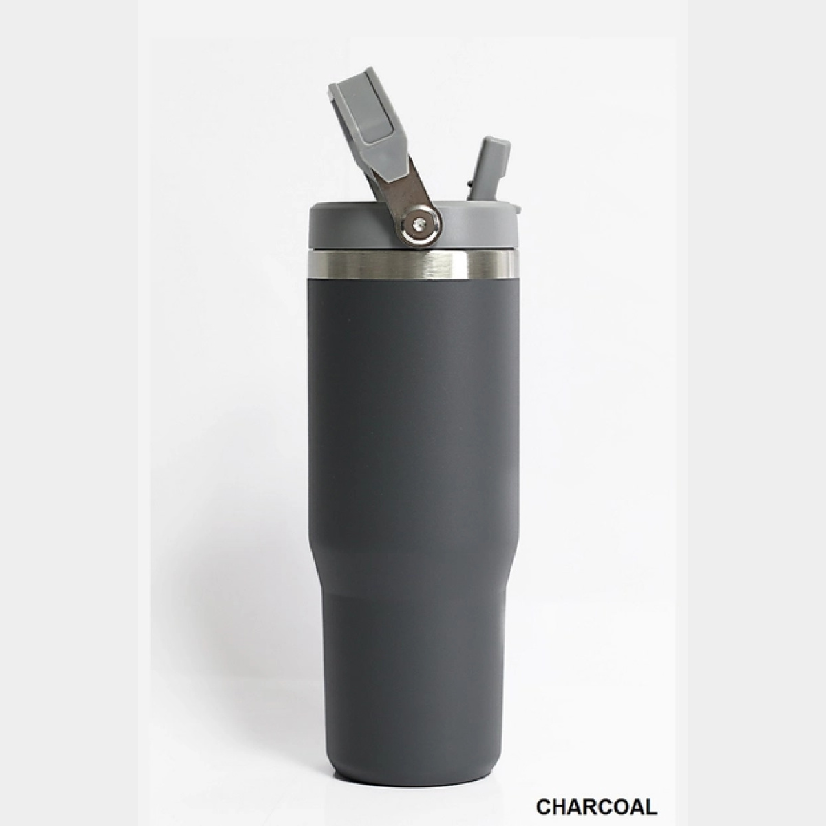 Charcoal - Stainless Steel Flip Straw Tumbler