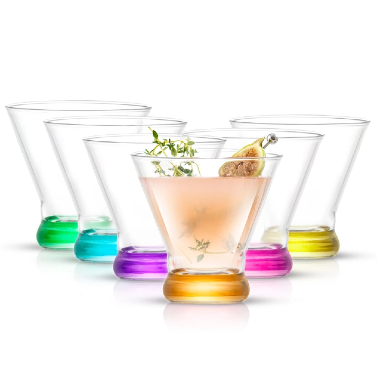 Hue Colored Stemless Martini Glasses, Colorful Party Glasses