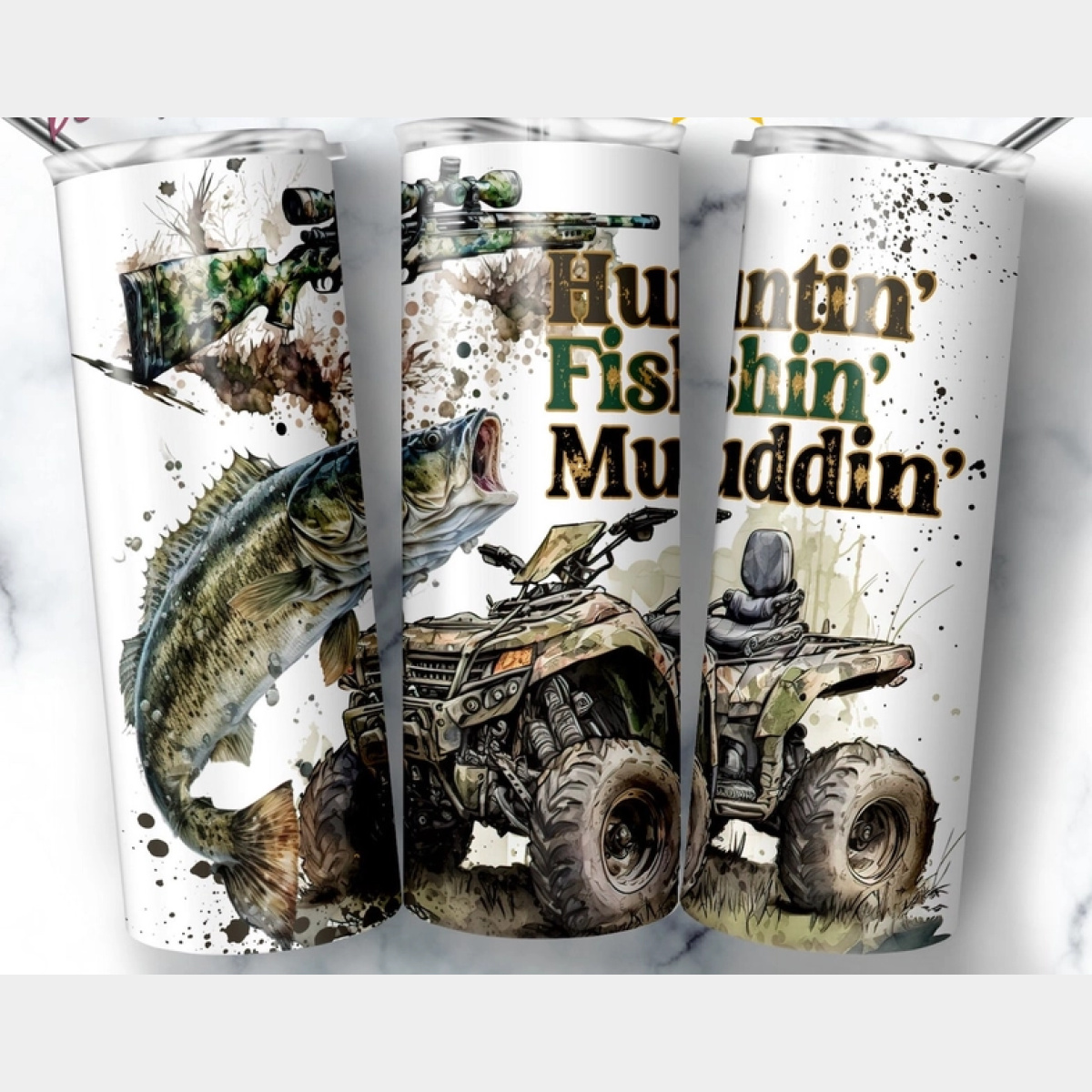 Huntin Fishin Muddin Tumbler