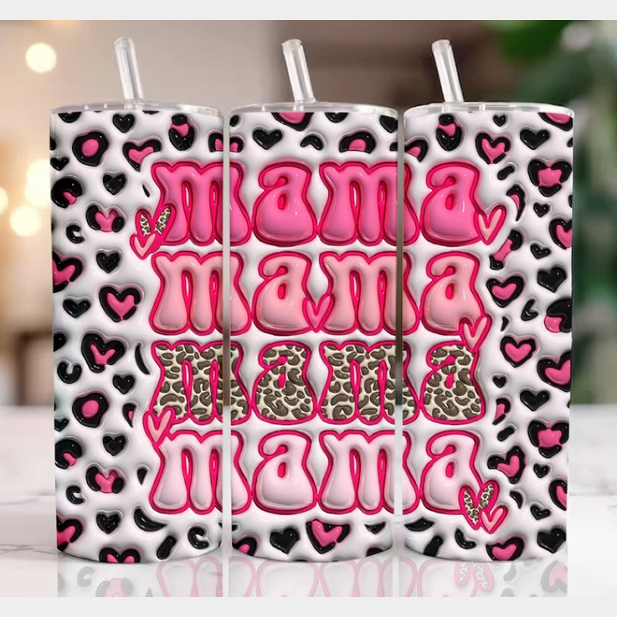 Pink 3D Retro Mama Tumbler