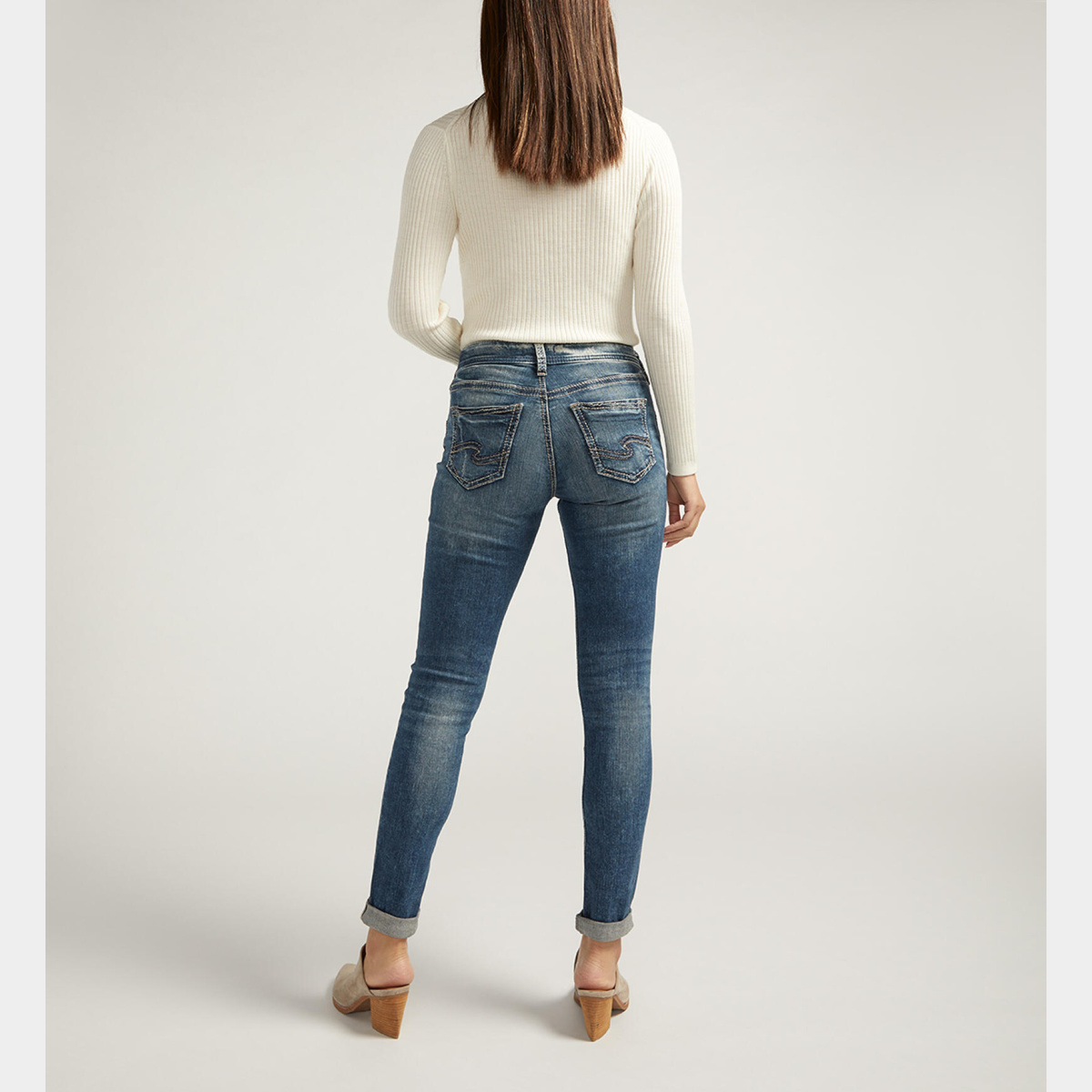 Silver Jeans Co. Girlfriend Mid Rise Skinny Jeans