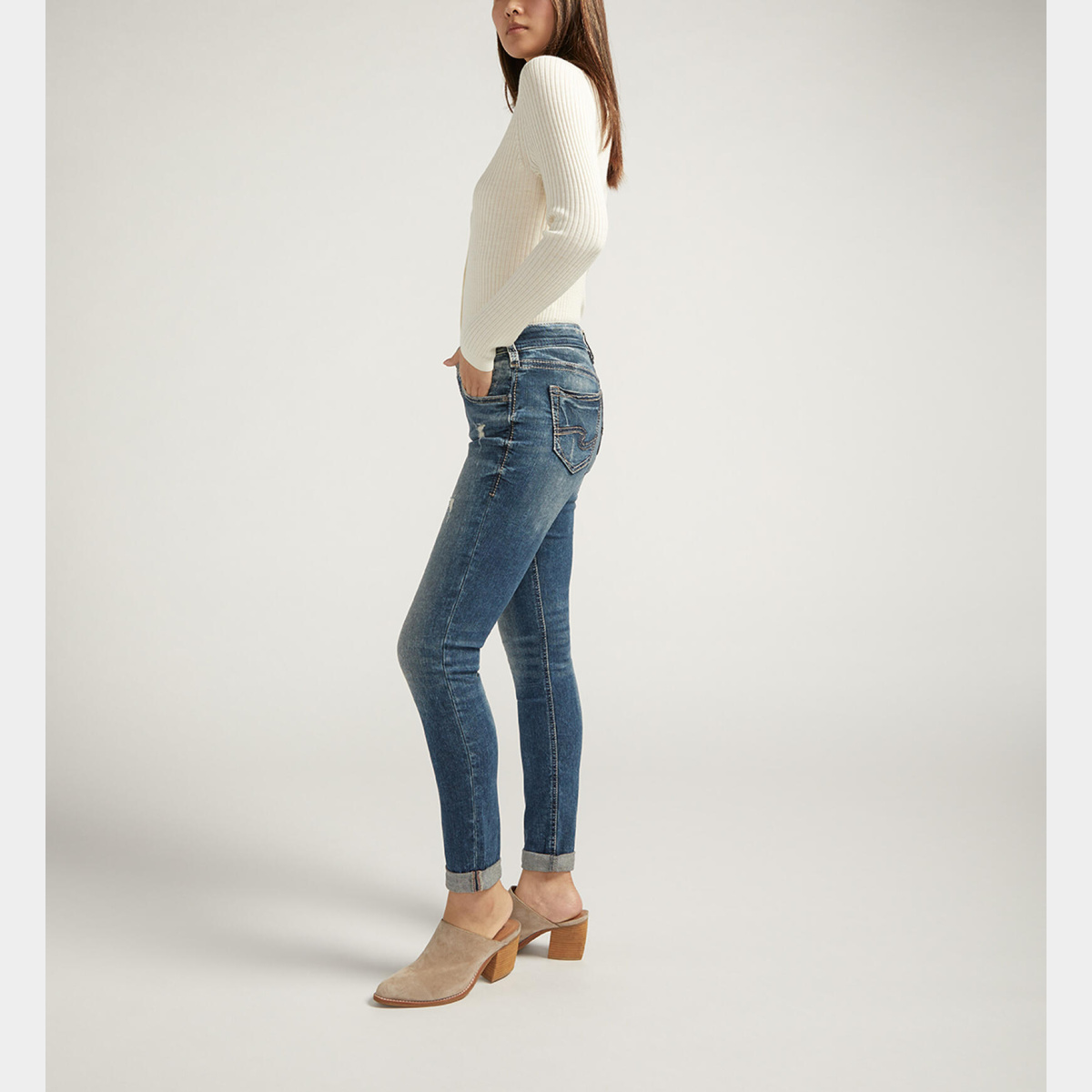 Silver Jeans Co. Girlfriend Mid Rise Skinny Jeans