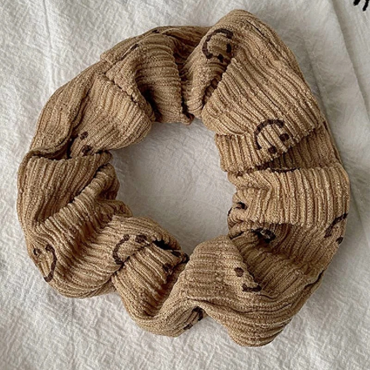 Smiley Face - Hair Scrunchies - Ash Mocha