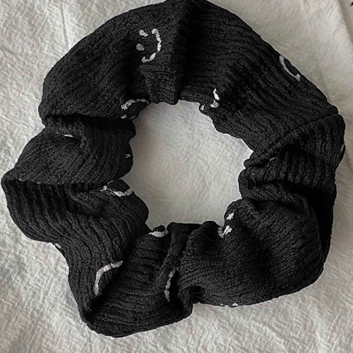 Smiley Face - Hair Scrunchies - Black