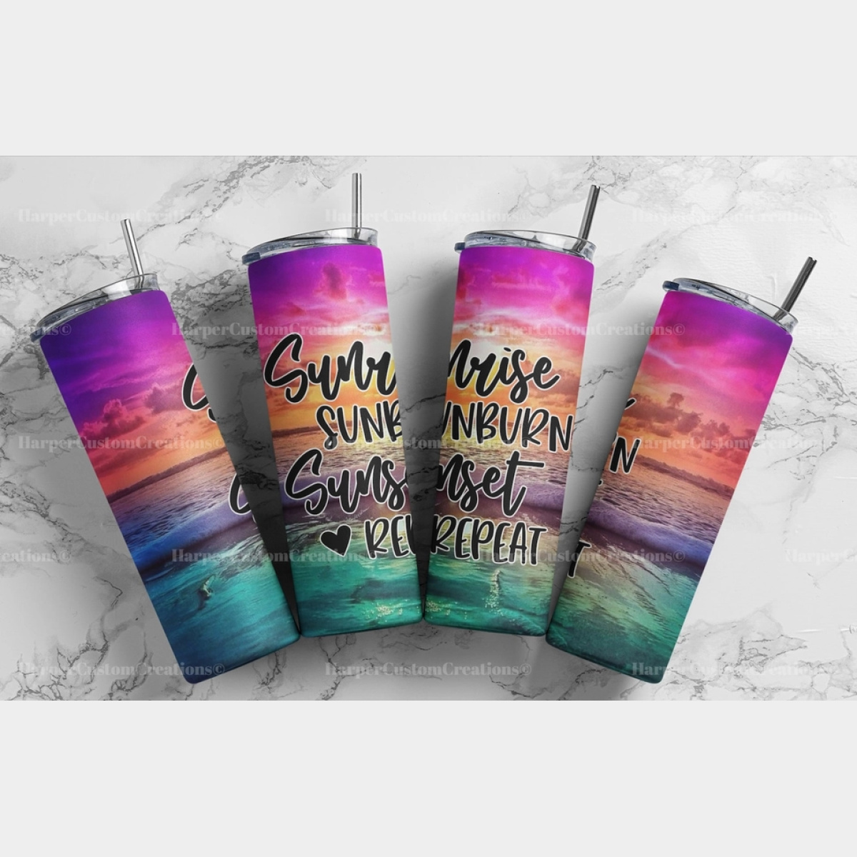 Summer Tumbler, Beach Cup, Sunrise Sunburn Sunset