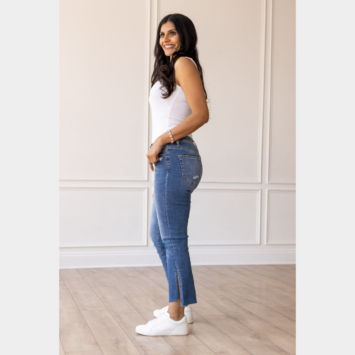 The Maya Mid Wash Slit Jeans