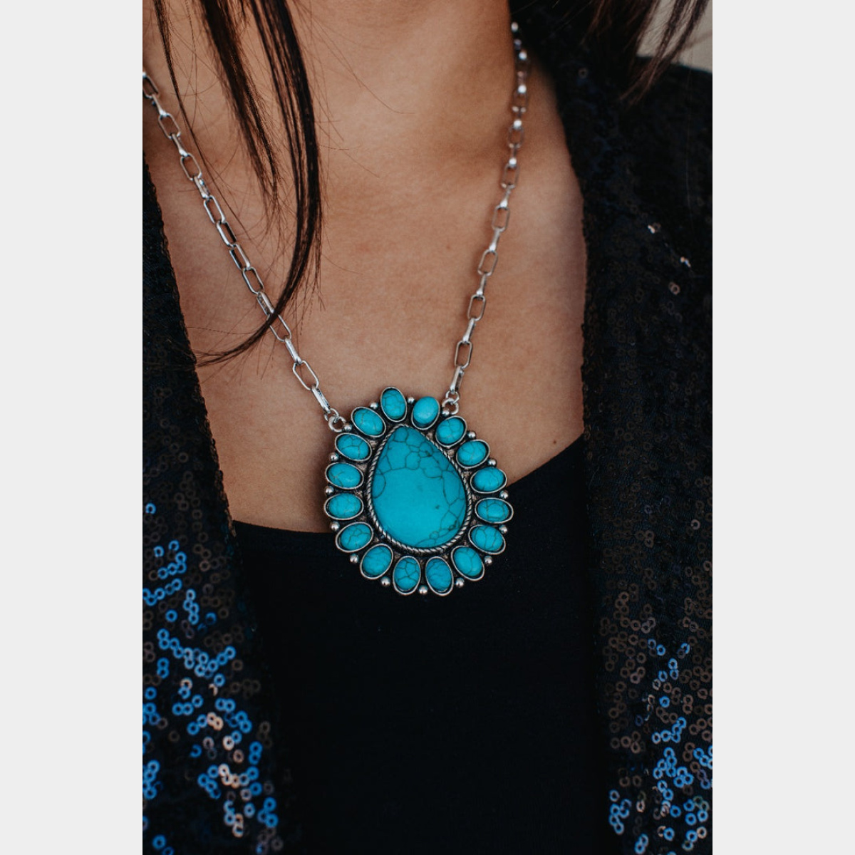 Turquoise Day Squash Blossom Necklace