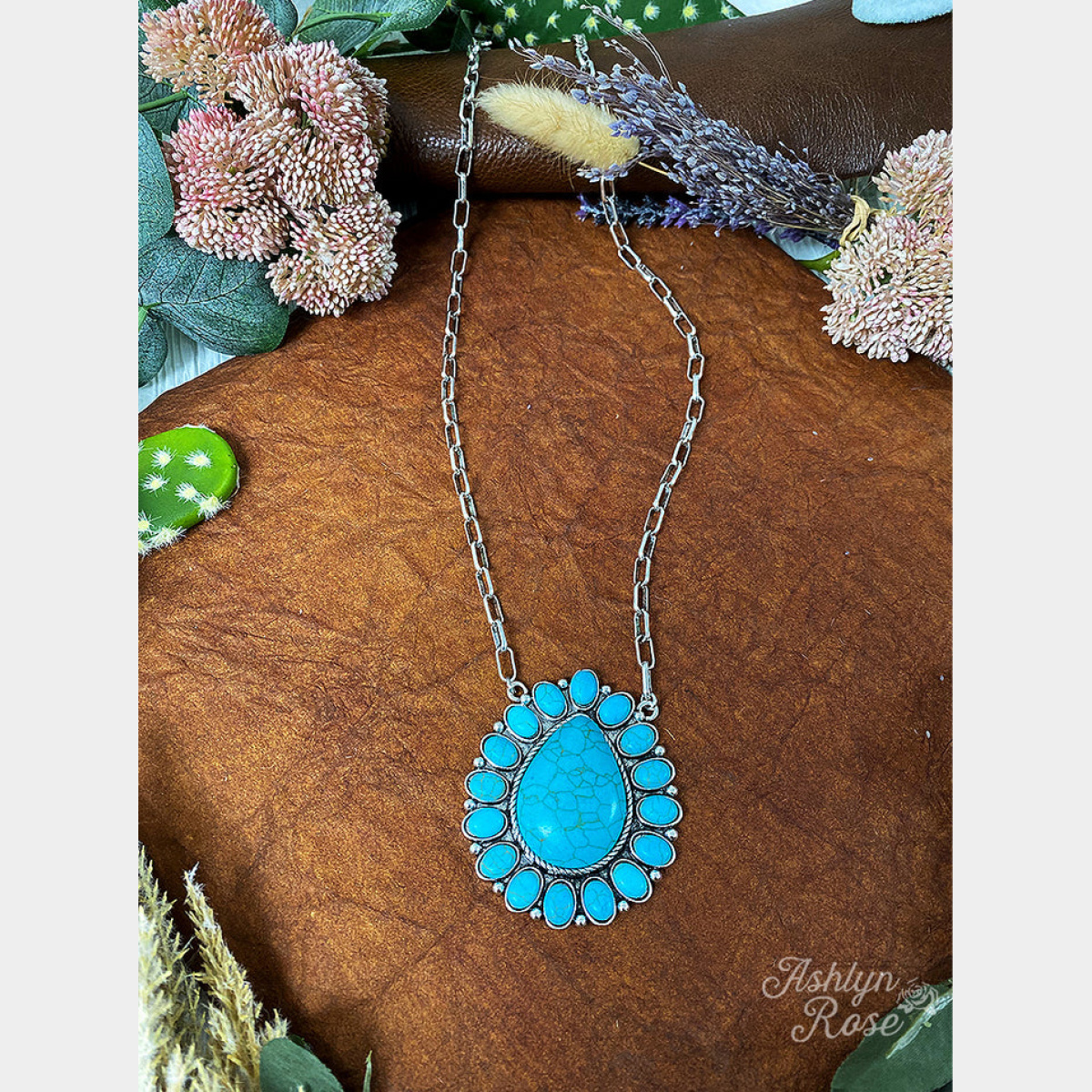 Turquoise Day Squash Blossom Necklace