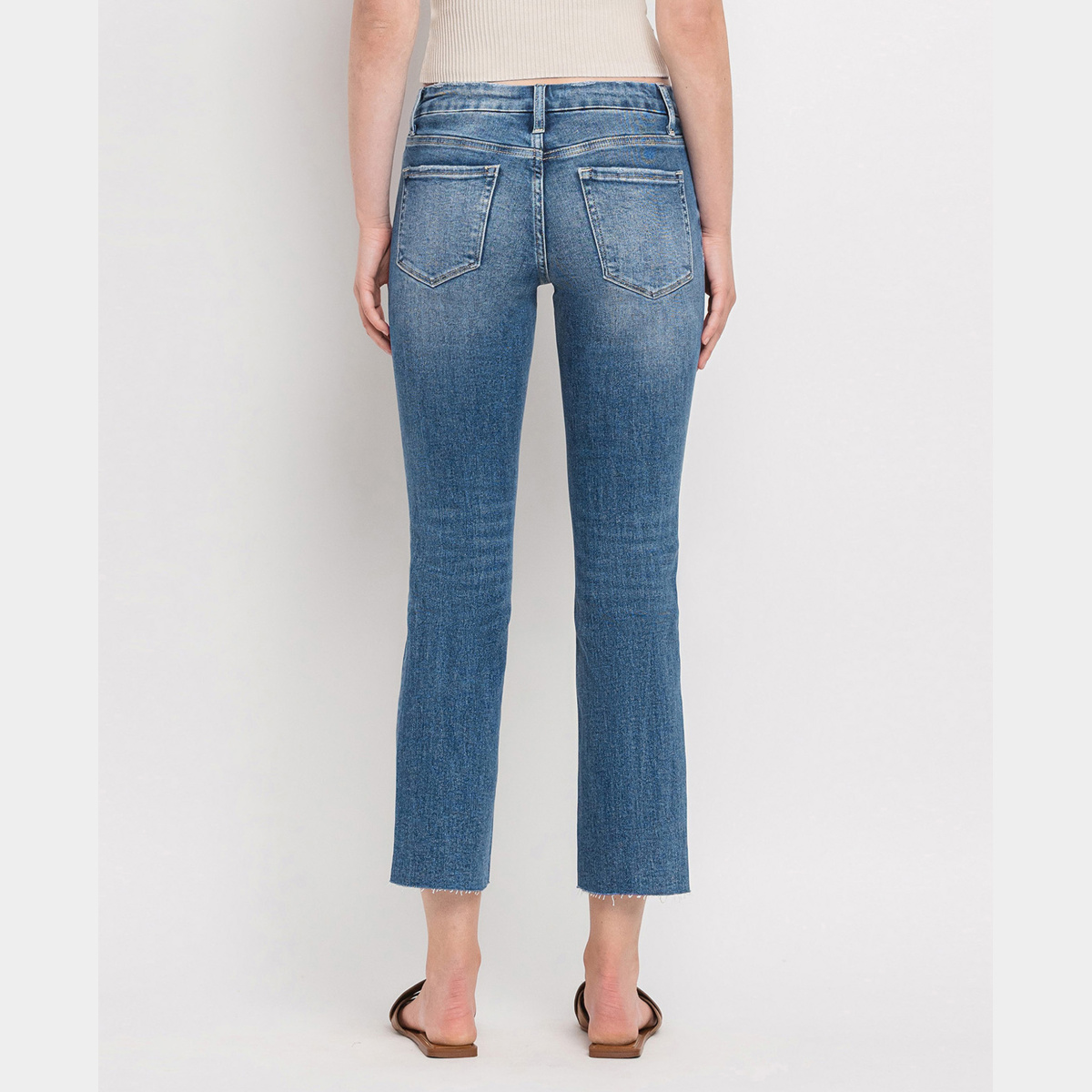 Mid Rise Crop Slim Straight Jeans