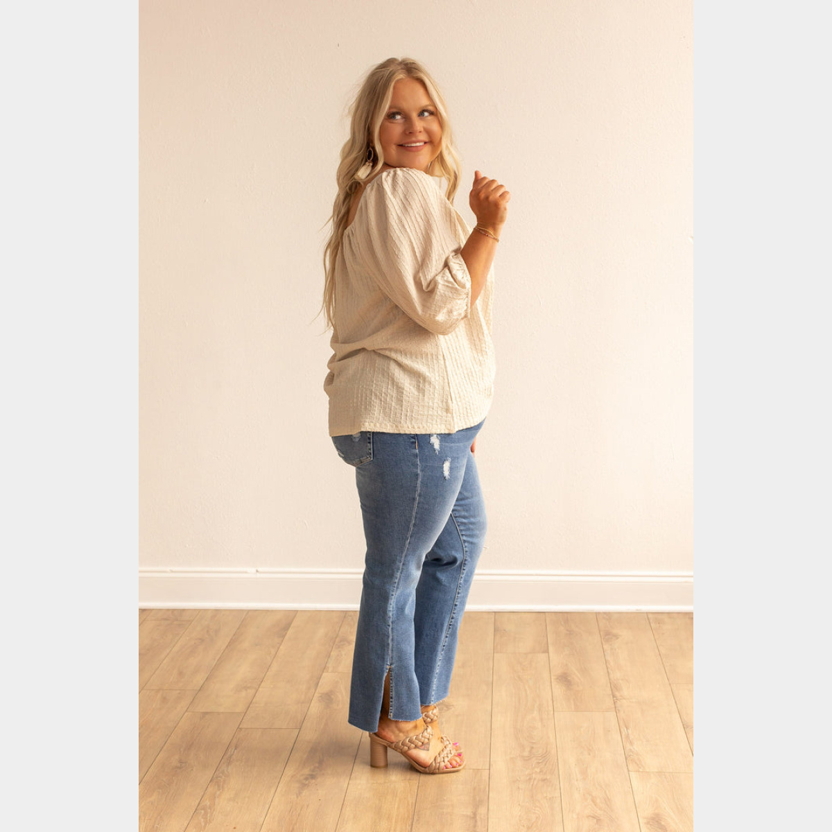 Beige Breeze Elegance Off The Shoulder Top