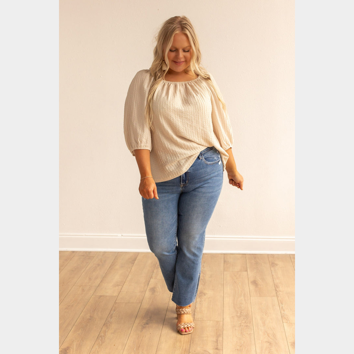 Beige Breeze Elegance Off The Shoulder Top