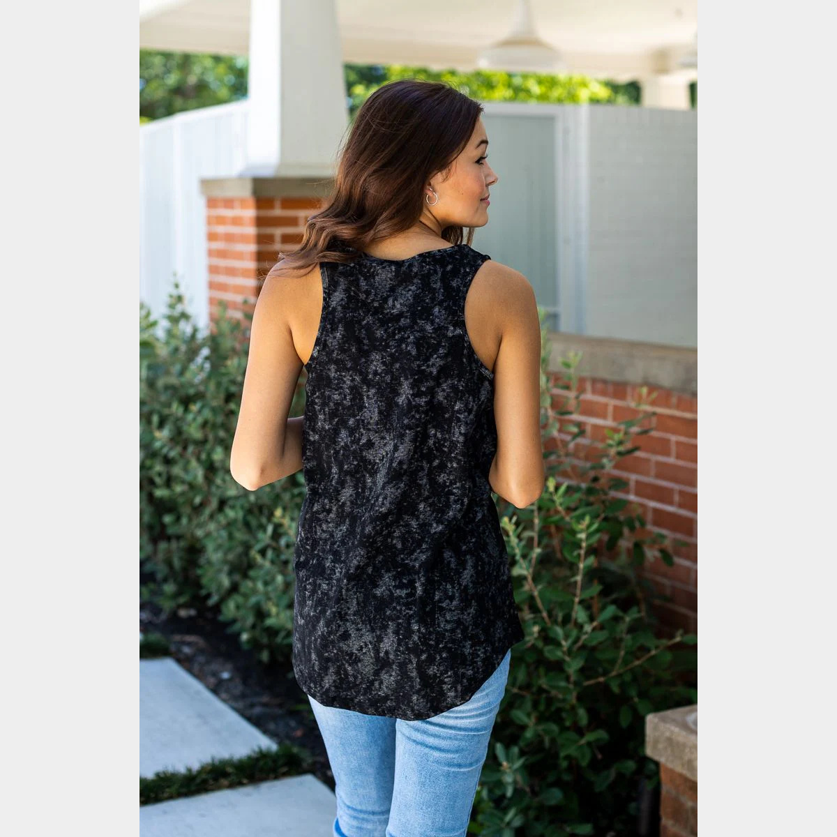 Black Acid Wash Tank Top