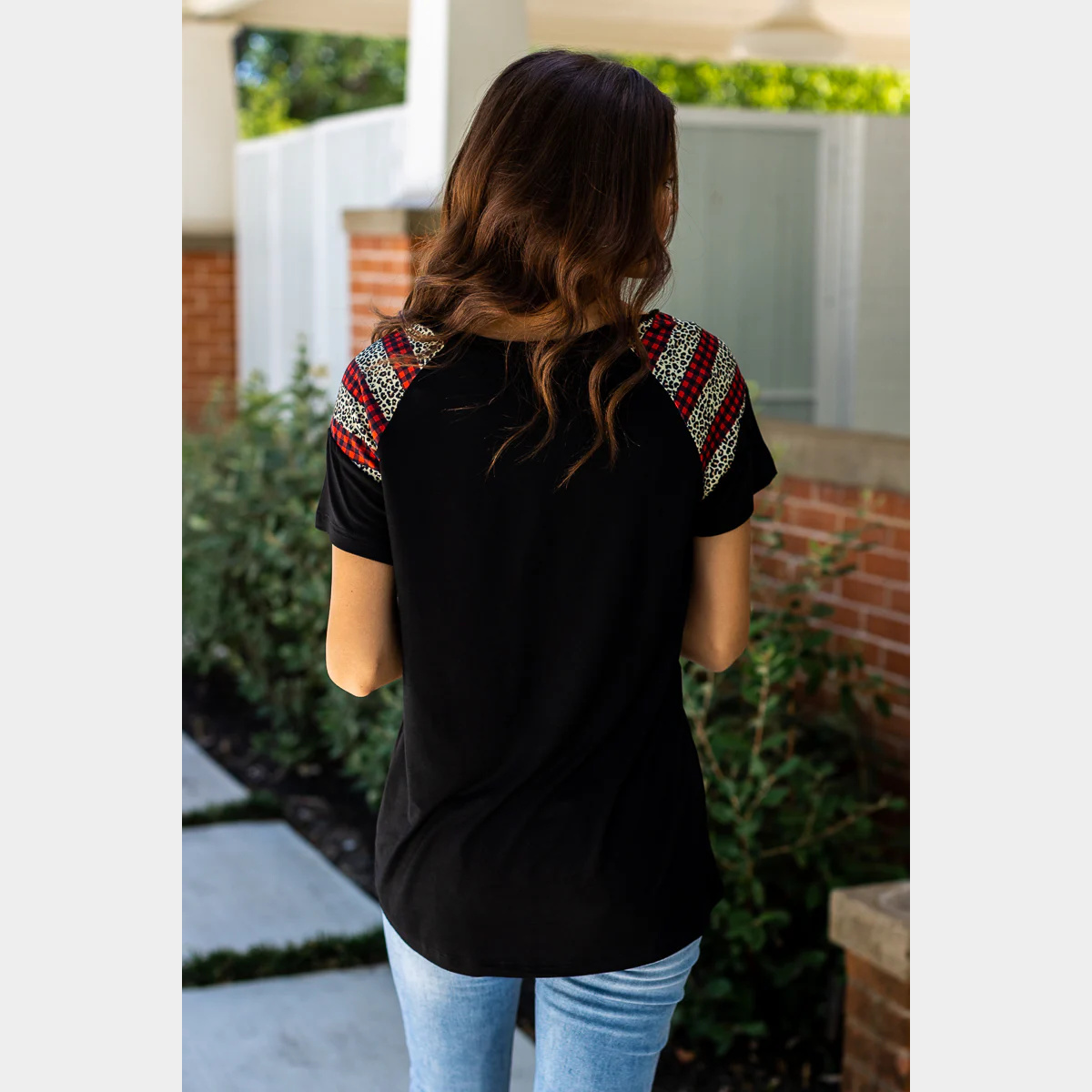 Black Short Sleeve With Checks and Leopard